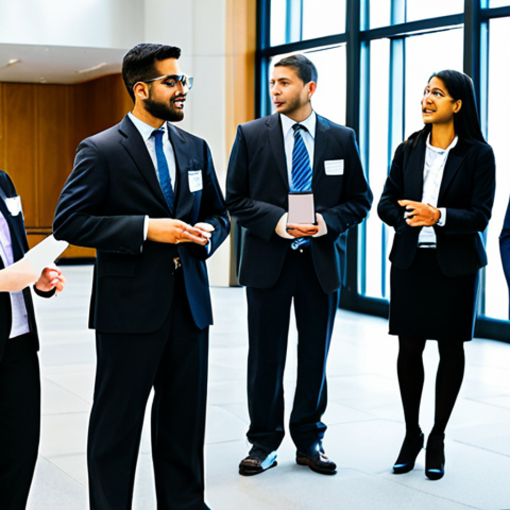 **
"A diverse group of graduate students, fully clothed in professional dress, participating in a career fair at a university, interacting with recruiters from various government agencies and non-profit organizations, modern conference hall setting, safe for work, appropriate content, perfect anatomy, correct proportions, well-formed hands, professional, family-friendly"
**