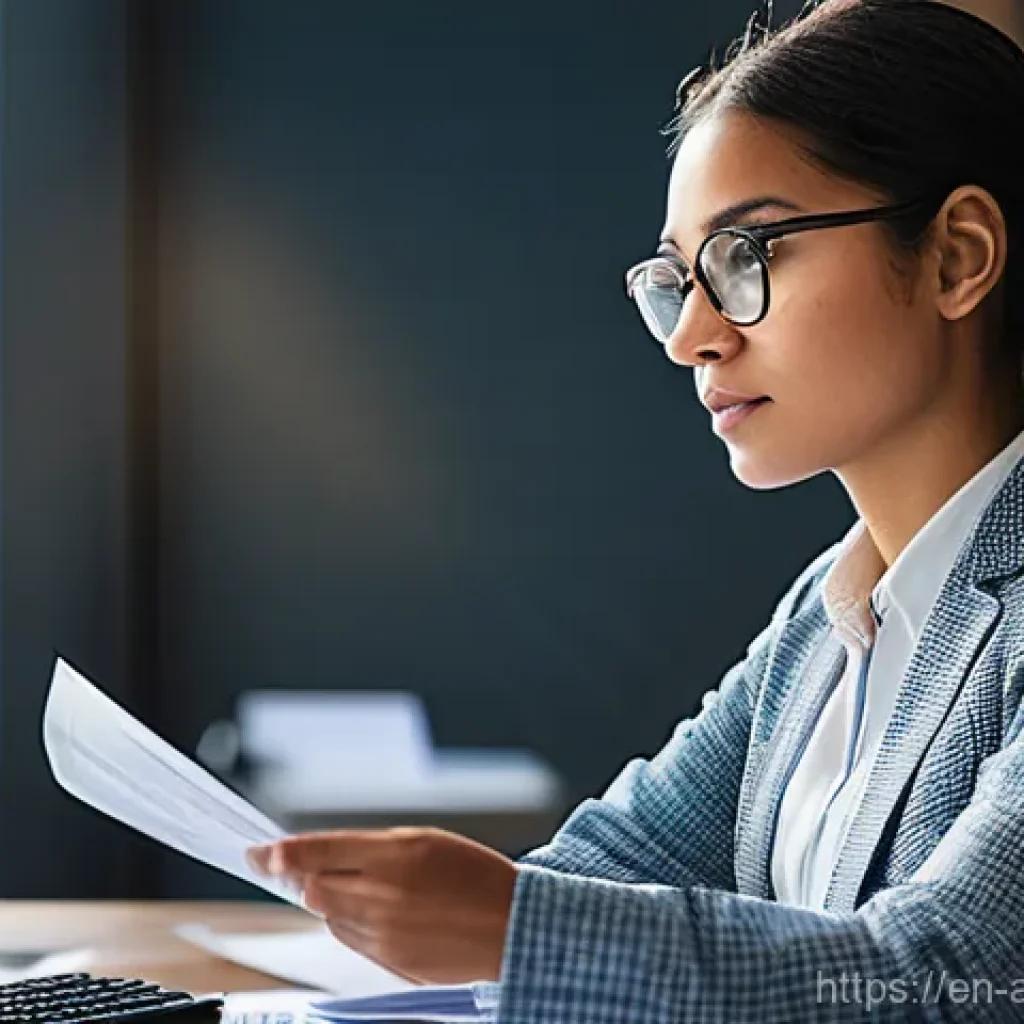 행정안전 자격증 보유자의 성장 스토리 - **Prompt:** A young, determined professional woman, Amelia, in smart business-casual attire, is acti...