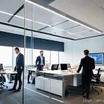 행정안전 공무원과 민간 기업의 차이점 - **Prompt 1: Stability vs. Dynamism in the Workplace**
A split image, depicting two contrasting p...