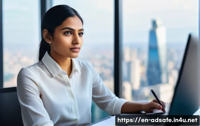 행정안전 전문가로서의 평판 관리 - **Professional Online Presence:** "A sophisticated image of a young female public administrator, pos...