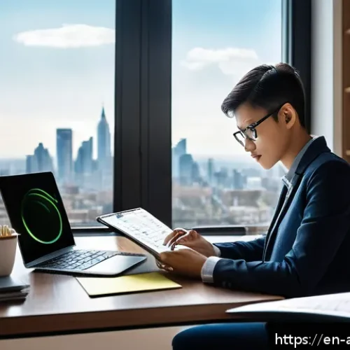 행정안전 실무 경험 없이 자격증 취득하기 - A modern home office scene showing a young professional studying public administration certification...
