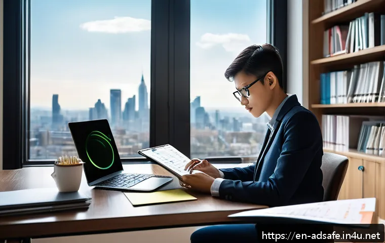 행정안전 실무 경험 없이 자격증 취득하기 - A modern home office scene showing a young professional studying public administration certification...