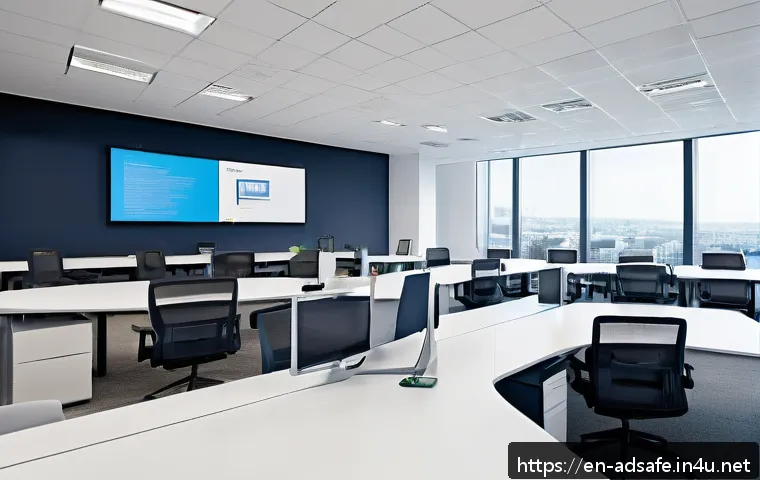 행정안전 실무 효율성을 높이는 방법 - A modern government office environment showcasing diverse employees collaborating seamlessly via clo...